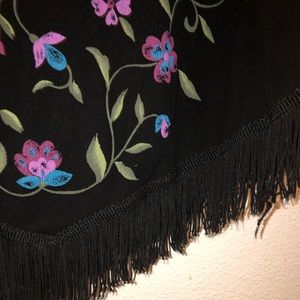 floral print skirt with tassels